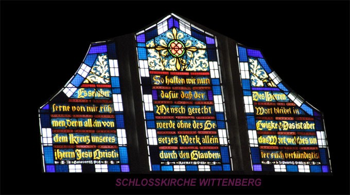 Bibel- Bild -Wittenberg II- Schlosskirche - Fensterbild - Jesus spricht -Bibel