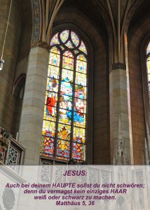Wittenberg - Schosskirche - Geburt Jesus Fensterbild - Christine Danzer - go 4 jesus - Matthäus 5, 36 - Bibel
