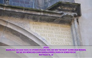 Inschrift rechts oberhalb der Thesentür - Wittenberg - go 4 Jesus - Jesus lehrte - Bibel - Christine Danzer