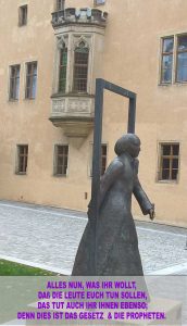 Bibelzitat, Katharina Bora- Statue -Wittenberg- Lutherhaus - go 4 Jesus - Jesus lehrte - Bibel - Christine Danzer